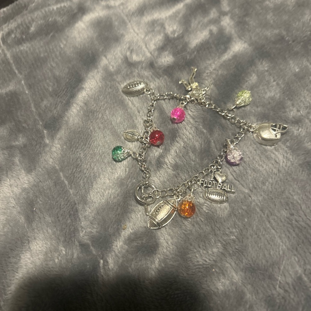 Silver Charm Bracelet with Multicolor Accents